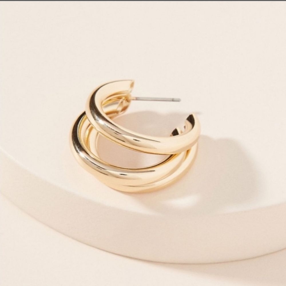 Anthropologie Lauryn Gold Hoop Earrings - Picture 8 of 12